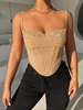 Haut Sexy Femme avec Bretelles à Col Décolleté en U Unicolore