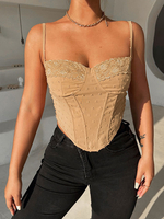 Haut Sexy Femme avec Bretelles à Col Décolleté en U Unicolore