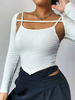 Haut Sexy Femme Taille Haute avec Manches Longues à Col Rond Unicolore Haut Sexy Femme Top Sexy