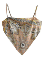 Haut Sexy Gilet Imprimé Taille Haute avec Bretelles à Col Carré Multicolores