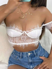Haut sexy pour femmes bretelles cou sans manches dentelle polyester blanc hauts dété