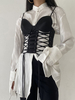 Haut sexy pour femmes conçu décolleté sans manches à lacets polyester noir hauts dété