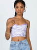 Haut sexy pour les femmes bretelles cou bretelles spaghetti sans manches imprimé floral Polyester hauts dété