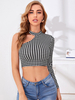 Haut sexy pour les femmes col bijou une épaule découpes une manche manches longues polyester hauts dété