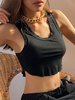 Haut sexy pour les femmes col en U coton polyester passepoil dété camisoles