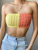 Haut sexy pour les femmes sans bretelles sans manches en polyester de bloc de couleur Hauts dété en polyester