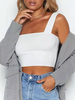 Haut Sexy Taille Haute avec Bretelles à Col Carré Unicolore Top Sexy