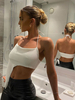 Haut Sexy Taille Haute avec Bretelles à Col Décolleté avec Dos Nu Unicolore Haut Sexy