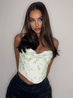 Haut Sexy Taille Haute avec Bretelles à Col Décolleté Imprimés