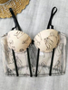 Haut Sexy Taille Haute Corset Femme Imprimé Transparent Bicolores