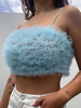 Haut Sexy Taille Haute Femme avec Bretelles à Col Décolleté en V Unicolore Haut Sexy