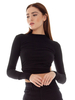Haut Sexy Taille Haute Femme avec Manches Longues à Col Rond Unicolore Top Sexy
