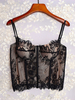 Haut Sexy Taille Haute Femme Corset en Dentelle Transparent à Col Décolleté en V Unicolore