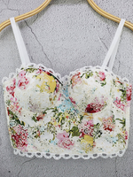 Haut Sexy Taille Haute Imprimé avec Bretelles à Col Décolleté en V