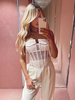 Haut Sexy Taille Haute Transparent Femme avec Epaule Dénudée Coupe Cintrée Unicolore Top Sexy