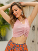 Haut Sexy Top Sexy Camisoles Femme Taille Haute avec Bretelles à Col V Coupe Cintrée à Lacets Unicolore