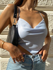 Haut Sexy Top Sexy Femme avec Bretelles à Col Décolleté en V Unicolore Top Sexy