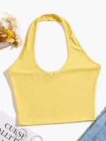 Haut Sexy Top Sexy Femme Taille Haute avec Bretelles à Col Rond Unicolore