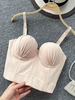 Haut Sexy Top Sexy Taille Haute avec Bretelles à Col Décolleté en V Unicolore Haut Sexy