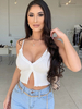 Haut Top Sexy Taille Haute avec Bretelles à Col Décolleté en V Unicolore Haut Eté
