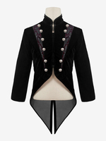Haut Vintage noir Punk à manches longues vêtements en velours Costumes rétro pour hommes