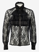 Haut Vintage noir rétro à manches longues chemise en Fiber de Polyester Costumes rétro pour hommes