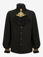 Haut Vintage noir rétro à manches longues haut en Fiber de Polyester Costumes rétro pour hommes