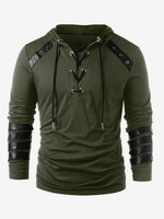 Haut vintage noir rétro en polyester à manches longues Costumes rétro pour homme