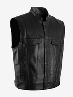Haut Vintage noir rétro sans manches haut en cuir PU Costumes rétro pour hommes