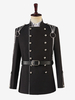 Haut vintage noir vintage chaînes boutons manches longues pardessus en polyester costumes rétro pour homme