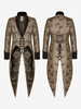 Haut vintage noir vintage fendu devant à lacets jacquard manches longues haut en polyester costumes rétro pour homme