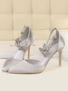 Haute Partie talon Chaussures Argent strass Chaussures bout pointu soirée