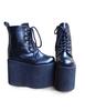 Haute plateforme Lolita noir mat avec un Design Shoeslace Déguisements Halloween