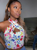 Haute Sexy Top Femme Imprimé Fleurie Eté Taille Haute avec Epaule Dénudée avec Bretelles Coupe Cintrée à Col Décolleté Bicolores