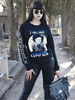 Hauts gothiques pour femmes; col rond en coton; manches longues