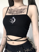 Hauts gothiques pour femmes Débardeurs rétro sexy en spaghetti en polyester noir
