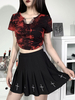 Hauts gothiques pour femmes Haut en coton sexy rouge Hauts courts rétro