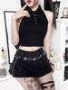 Hauts gothiques pour femmes Hauts rétro en coton gothique noir à licou