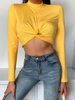 Hauts jaunes pour femmes Hauts sexy en polyester Hauts rétro