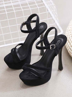 Hauts talons bout ouvert talon aiguille Chic Noir Sandales sexy
