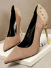 Hauts talons bout pointu talon aiguille Rivets Chic Suede Pompes clouté en cuir