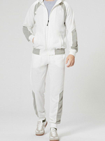 Homme Activewear 2 Pièces Manches Longues Capuche Blanc