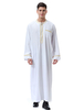 Homme Arabian Abaya Poche Poche Poignet Col Rond Manches Longues Ecru Blanc Arabian Robe