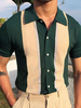 Homme Polo Chemise À Manches Courtes Boutons Régulier Vert Polo Shirts
