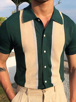 Homme Polo Chemise À Manches Courtes Boutons Régulier Vert Polo Shirts