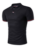 Homme Polo Chemise Collier Rabintis à manches courtes Fit Fit Noir Beaux chemises Polo