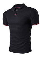 Homme Polo Chemise Collier Rabintis à manches courtes Fit Fit Noir Beaux chemises Polo
