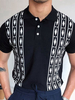 Homme Polo Chemise Géométrique Collier à manches courtes à manches courtes Ajustement régulier Noir Smart Polo Shirts