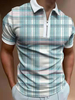 Homme Polo Shirt Collier à cordes courtes manches courtes Zipper Coupe régulière Ciel bleu claire