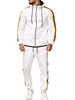 Homme Tenue de Sport 2 Pièces Manches Longues Capuche Blanc